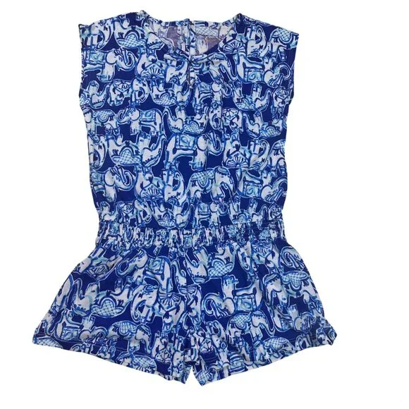 NWOT Lilly Pulitzer Kids One Piece Elephant Blue Romper Size Small - Picture 4 of 5